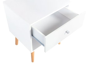 2 tables de chevet 1 tiroir Emmie - Imitation bois et blanc