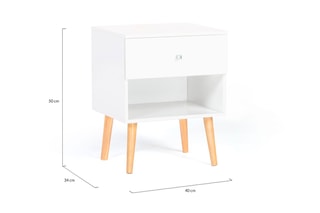 2 tables de chevet 1 tiroir Emmie - Imitation bois et blanc