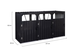 Cache-poubelles triple  - 221 x 80 x 120 cm