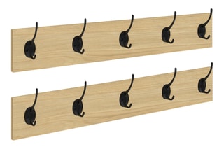 2 porte-manteaux muraux - Imitation bois et noir