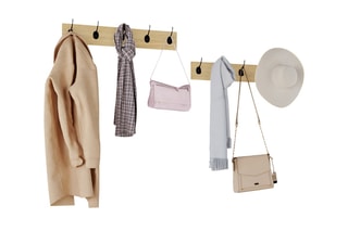 2 porte-manteaux muraux - Imitation bois et noir