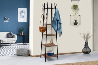 Porte-manteau Elize - Noir et imitation bois