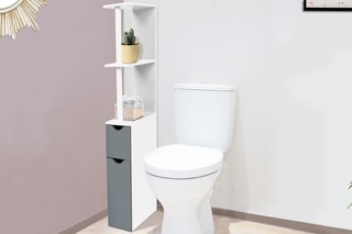 Meuble WC 2 portes - Blanc et gris foncé