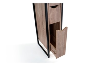 Meuble WC 1 porte 2 tiroirs - Imitation bois et noir