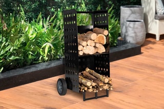 Porte-bûches à roulettes - Noir