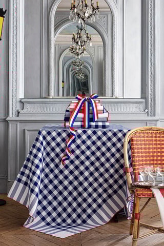 Nappe Elysée - Bleu marine et rouge