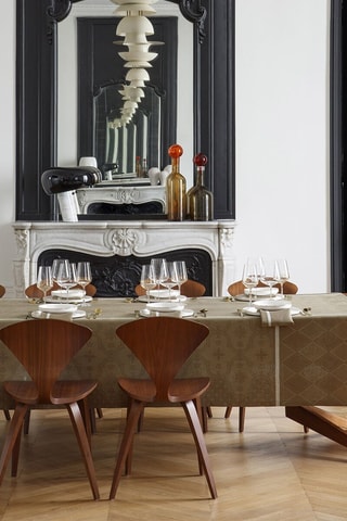 Nappe en lin Armoiries - Marron et beige