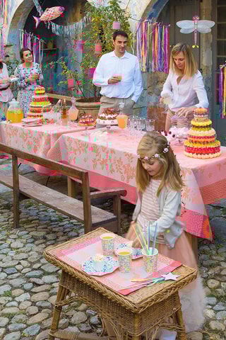 Nappe Asia Mood - Rose et orange - 175 x 175 cm