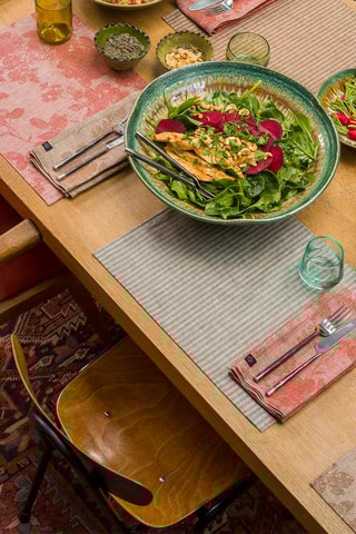 4 individuais de mesa em linho revestidos Casual Flower - Castanho -­ 45 x 35 cm