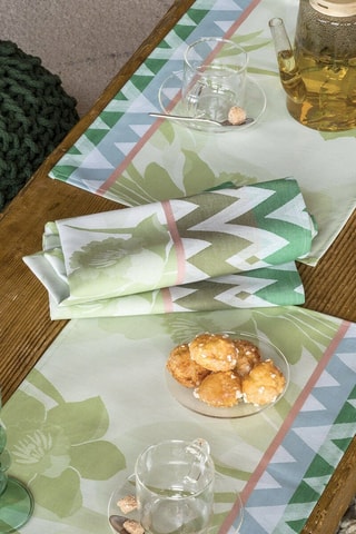 2 individuais de mesa revestidos La vie en Vosges - Verde e azul - 50 x 36 cm