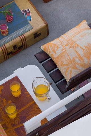 4 sets de table en lin Croisière sur le Nil - Orange - 50 x 36 cm