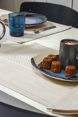 4 sets de table Slow Life - Beige et blanc - 50 x 30 cm