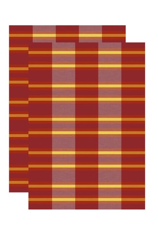 2 torchons Rayures - Orange