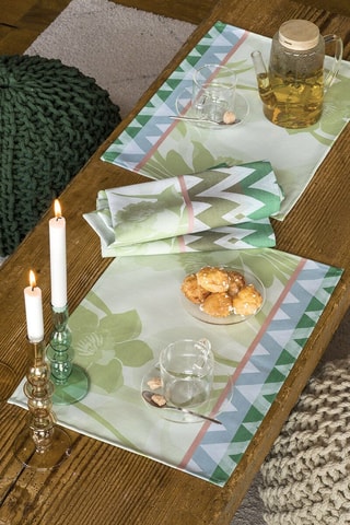 2 guardanapos La vie en Vosges - Verde e azul - 58 x 58 cm