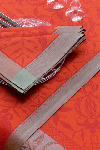 4 serviettes de table en lin Venezia - Orange et gris