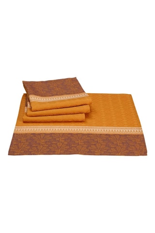 4 serviettes de table en lin Croisière sur le Nil - Orange - 58 x 58 cm