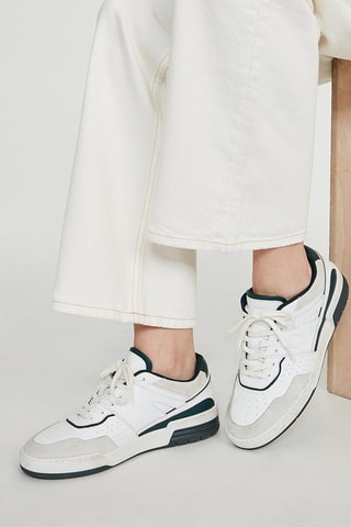 Leren Sneakers Wit en Groen