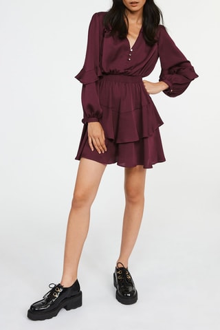 Jurk met Ruches Bordeauxrood