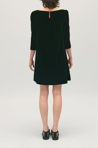 Velours Trapezium Jurk - Zwart