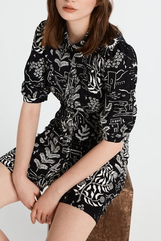 Linnen Blouse-jurk Zwart