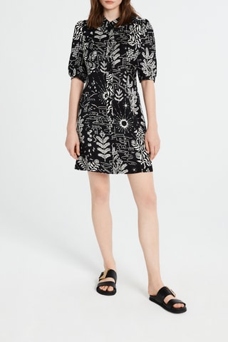 Linnen Blouse-jurk Zwart