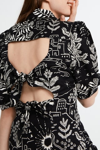 Linnen Blouse-jurk Zwart