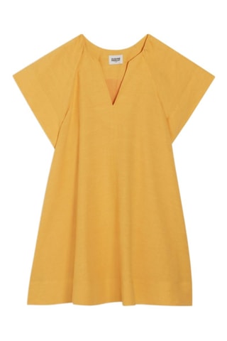 Linnen Trapezium Jurk - Geel