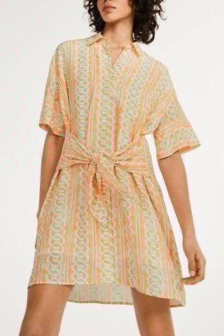 Blouse-jurk Zalmroze en Lichtgroen