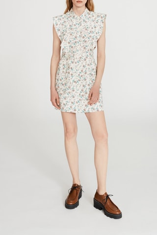 Linnen Blouse-jurk Ecru en Zeegroen