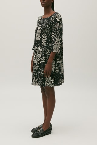 Vestido trapézio Preto e cru