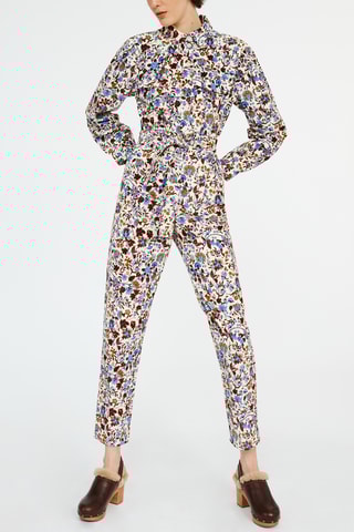 Macacão em veludo Cru e vermelho-tijolo