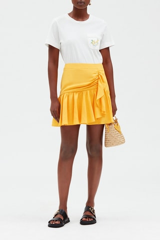 Korte Rok met Ruches Geel