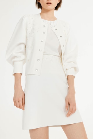 Recht Rok Hoge Taille Ecru