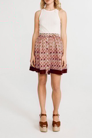 Zijden Skaterjurk Hoge Taille Bordeauxrood en Zalmroze