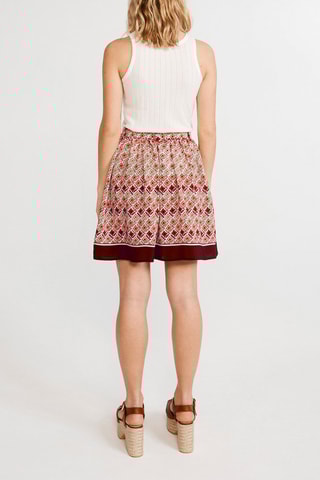 Zijden Skaterjurk Hoge Taille Bordeauxrood en Zalmroze