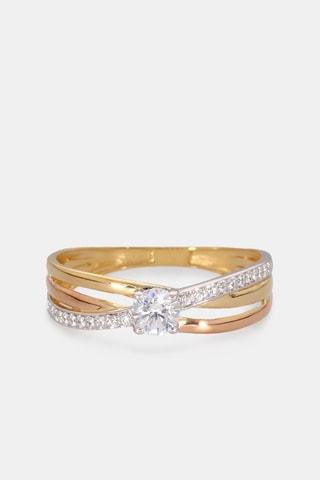 Bague - Or jaune 18 carats et blanc
