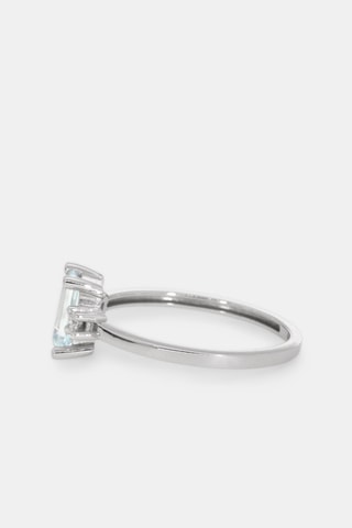 Bague - Or blanc 18 carats, aigue marine et diamants