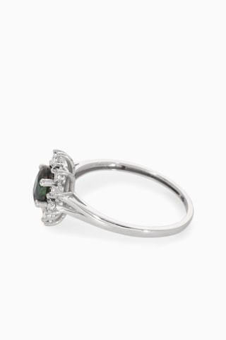Bague - Or blanc 18 carats, saphir et diamants