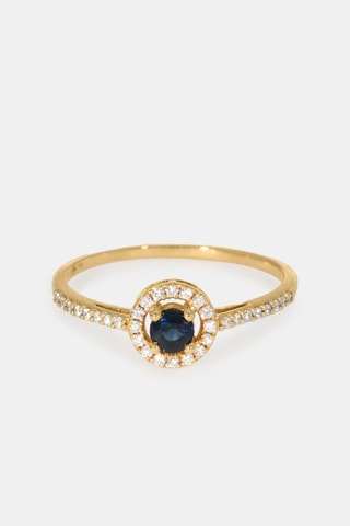 Bague - Or jaune 18 carats, saphir et diamants