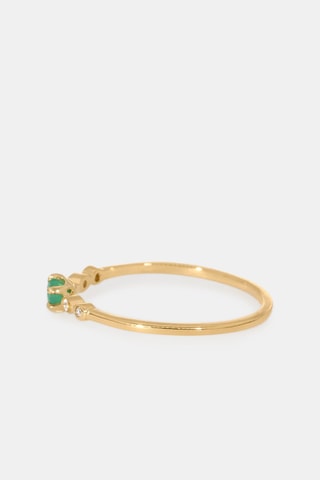 Bague - Or jaune 18 carats, émeraude et diamants