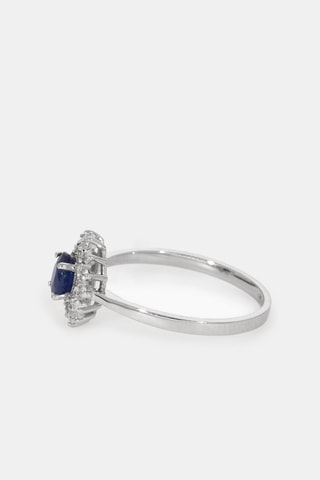 Bague - Or blanc 18 carats, saphir et diamants