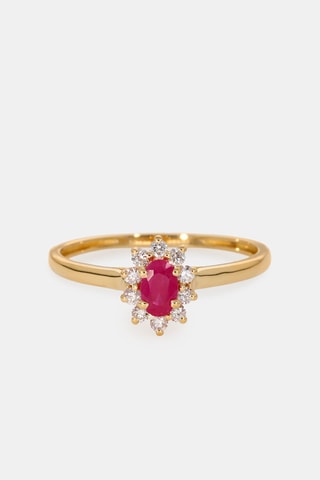 Bague - Or jaune 18 carats, rubis et diamants