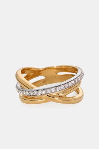Bague - Or blanc 18 carats, Or jaune 18 carats et diamants