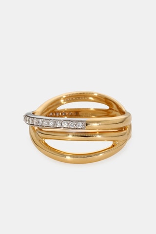 Bague - Or blanc 18 carats, Or jaune 18 carats et diamants