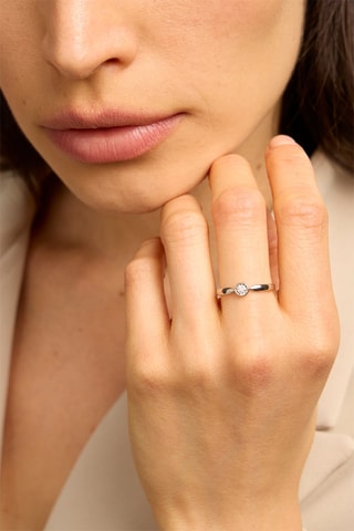 Bague - Or blanc 18 carats et diamant