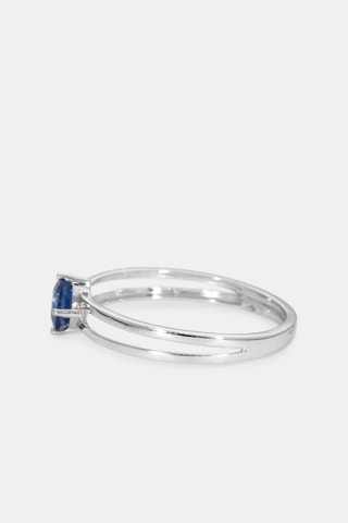Bague - Or blanc 18 carats et saphir