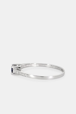 Bague - Or blanc 18 carats, saphir et diamants