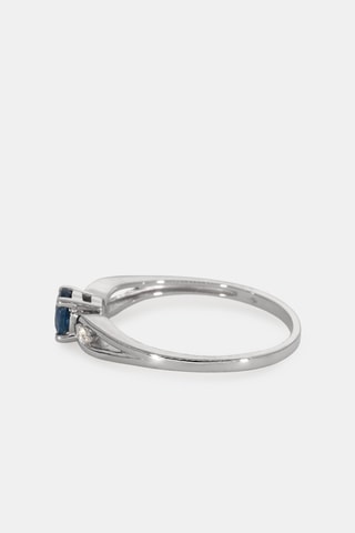 Bague - Or blanc 18 carats, saphir et diamants