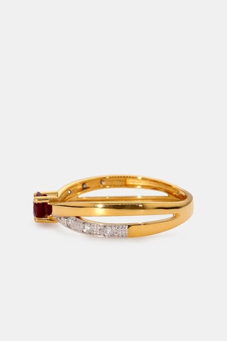 Bague - Or jaune 18 carats, rubis et diamants