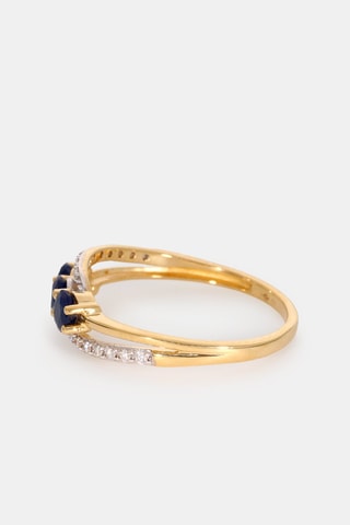 Bague - Or jaune 18 carats, saphirs et diamants